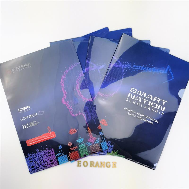 customised customized L-shaped folder file printing logo full color colour corporate gift promotional gift giveaway door wholesale singapore supplier