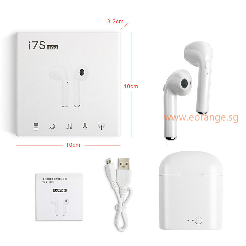 i7S Bluetooth 4.2 Earbuds Headphones with Charge Dock Twins Earpieces